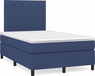 vidaXL Cama Box Spring Con Colch&oacute;n Tela Azul 120x190 Cm Vidaxl