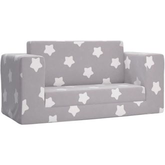 vidaXL Sof&aacute; De Ni&ntilde;os De 2 Plazas Felpa Suave Gris Claro Con Estrellas Vidaxl