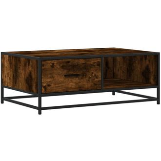 vidaXL Vidaxl - Mesa De Centro Madera Ingenier&iacute;a Metal Roble Humo 90x57x35 Cm