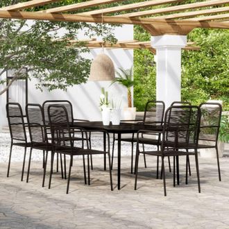 vidaXL Juego De Comedor De Jard&iacute;n 9 Piezas Negro Vidaxl