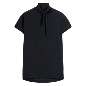 Christophe Lemaire T-Shirts, female, Black, Size: S Short Sleeve Foulard Top