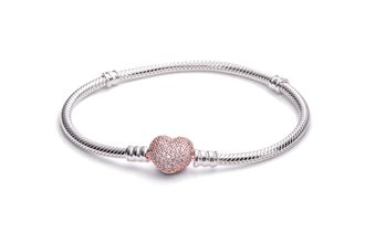 Pandora Rose Pave Heart Clasp Sterling Silver Bracelet