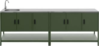 Sweeek Cocina exterior 2 m&oacute;dulos acero inoxidable, verde