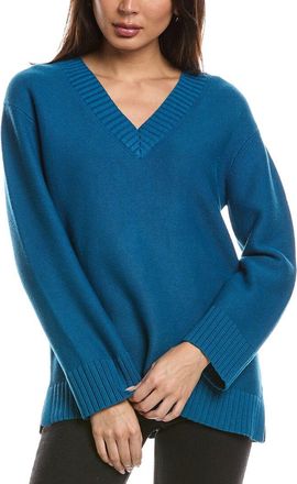 Fort&eacute; Cashmere Gathered V-Neck Sweater
