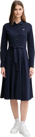 Lacoste Abito chemisier in Petit Piqu&eacute; con colletto polo e cintura - - Dresses - Donna - Blu - XS