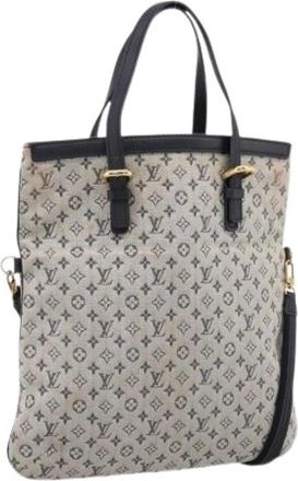 Louis Vuitton Pre-owned Monogram Mini Canvas Tote Bag - Dames - Vintage Shopper - Blauw - ONE Size - Leer - Vintage