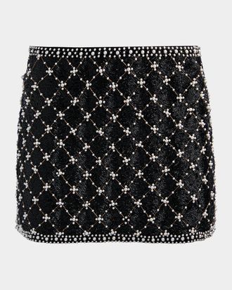 Alice & Olivia Rubi Embellished A-Line Mini Skirt