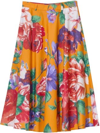 Moschino Roses Gonna - Dames - Midirokken - Veelkleurig - L - Katoen - Rokken