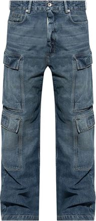 Rick Owens Blauwe Double Cargo Jeans - Heren - Regular Fit Jeans - Blauw - W31 - Katoen - Jeans