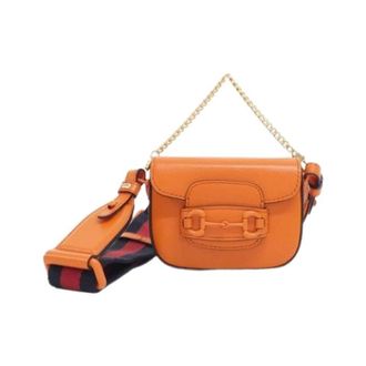 Gucci Pre-owned Horsebit 1955 Leren Schoudertas - Dames - Pre-owned - Oranje - Maat: ONE Size Leer