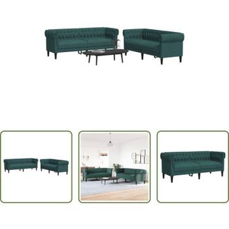 vidaXL vidaXL Divano in tessuto - Set di Divani 2 pz Verde Scuro in Tessuto