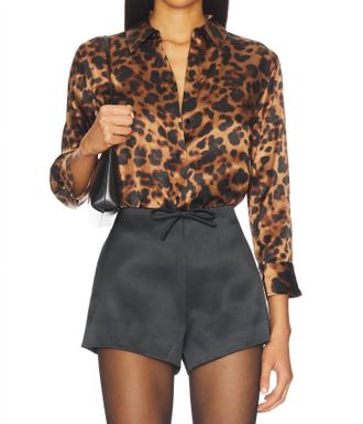 L'agence Dani 3/4 Sleeve Blouse In Brown Multi