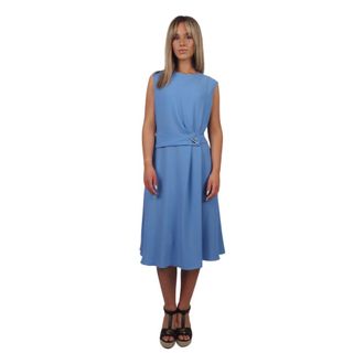 Ralph Lauren Cerulean Midi Jurk - Dames - Casual kleedjes - Blauw - XL - Polyester - Kleedjes