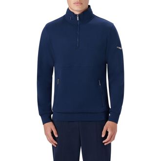 Bugatchi Quarter Zip Stretch Cotton Sweatshirt in Navy at Nordstrom Rack, Size Xx-Large
