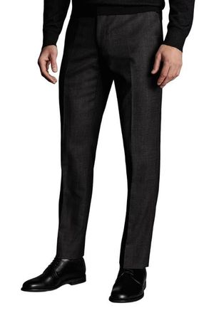 CHARLES TYRWHITT Slim Fit End On End Ultimate Performance Suit Pants in Charcoal Grey at Nordstrom, Size 3432