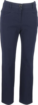 Escada High-Rise Straight-Leg Trousers in Navy Blue Cotton