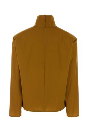 Saint Laurent Womens Orange Stretch Silk Blend Top Ocre Exterior: Nylon Elastane Maglie
