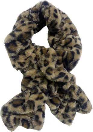 Lina & Lily Elastic Ruffle Faux Fur Womens Winter Pull-through Scarf Neck Warmer (Leopard Brown)