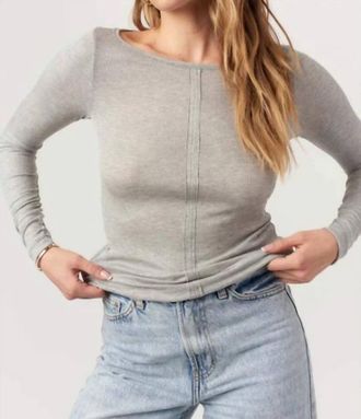 Bloomingdale's Yoko Boatneck Long Sleeve Tee In Heather Grey
