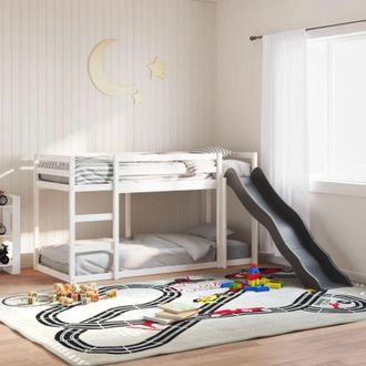 vidaXL Vidaxl - Litera Con Tobog&aacute;n Y Escalera Madera Maciza Blanco 90x200 Cm
