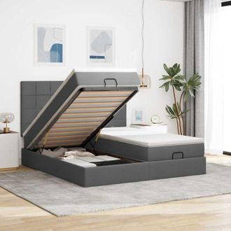 vidaXL Estructura Cama Otomana Colchones Tela Gris Oscuro 160x200 Cm Vidaxl