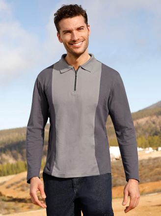 Catamaran Poloshirt CATAMARAN Langarm-Poloshirt, Herren, Gr. 44/46, grau (steingrau, anthrazit), 100% Baumwolle, Shirts Poloshirt