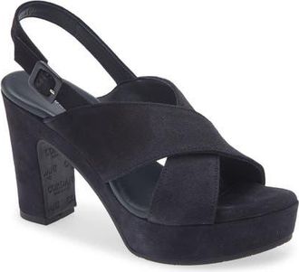 Cordani Teresa Slingback Platform Sandal in Navy Suede at Nordstrom, Size 6.5Us