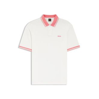 BOSS Cotton-jersey polo shirt with stripe trims