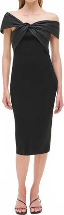 SIMKHAI Mia Off The Shoulder Cut-Out Midi Dress In Black