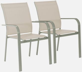 Sweeek Silla De Jard&iacute;n Apilable De Aluminio Y Textileno, Set De 2