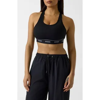 Guess Alba Sports Bra in Black at Nordstrom, Size X-Small