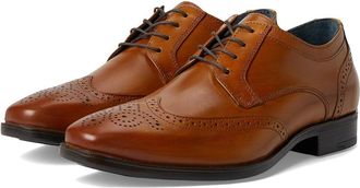 Johnston & Murphy Gibbons Wingtip Mens Lace Up Wing Tip Shoes Tan Hand/Stained Full Grain : 10.5 M (D), Leather