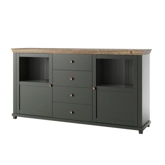 Petits Meubles Aparador 2 puertas 4 cajones estratificado Verde marr&oacute;n