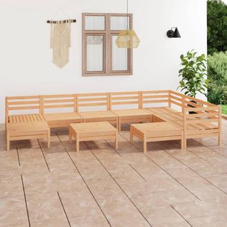 vidaXL Juego De Muebles De Jard&iacute;n 10 Piezas Madera Maciza De Pino Vidaxl