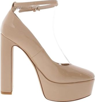 Aldo Womens ALDO Fonda Pump Beige Leather Ankle Strap Platform Heel HTAT178