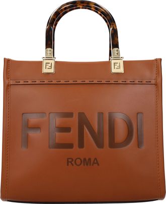 Fendi Damess Zonneschijn bruin lederen handtassen