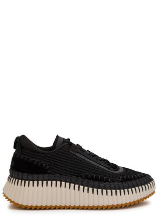 Chlo&eacute; Nama Panelled Recycled Mesh Sneakers - Black - 3