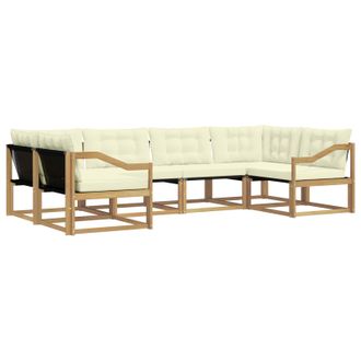 vidaXL Conjunto De Sof&aacute;s De Exterior Con Coj&iacute;n 6 Pcs Blanco Y Crema Vidaxl