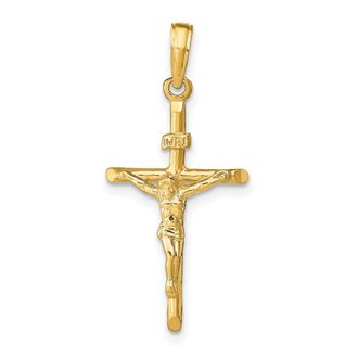 Diamond2Deal 10k Yellow Gold Stick Style Crucifix Pendant