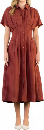THML Clothing Button Front Stripe Maxi Dress In Rust