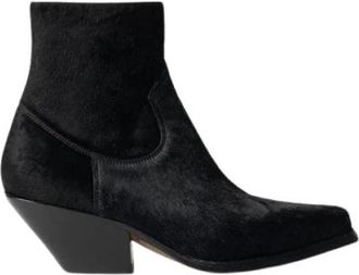 Buttero Western Stijl Leren Enkellaars - Dames - Cowboylaarzen - Zwart - 36 EU - Leer - Schoenen