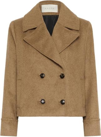 Kaffe Stijlvolle Jas Geroosterde Kokosnoot Melange - Dames - Mantel - Bruin - 2XL - Wol - Jassen