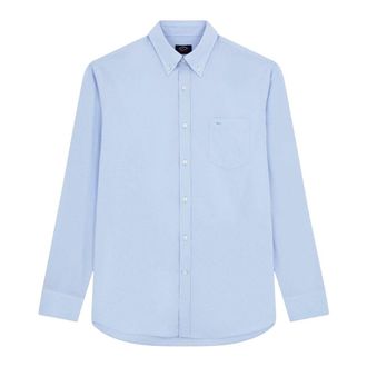 Paul & Shark Cotton Poplin Button Down Overhemd - Heren - Zakelijke Overhemden - Blauw - 2XL - Katoen - Overhemden