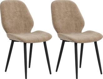 HOMCOM Dining Chairs Set of 2 Upholstered Kitchen Chairs w/ Metal Legs Brown | TJ Hughes