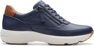 Clarks Womens 261766494 Sneaker, Navy Leather, 5.5 UK
