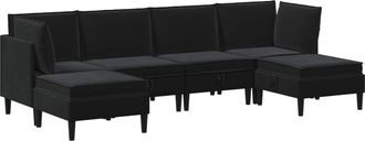 vidaXL Juego De Muebles De Sal&oacute;n Con Coj&iacute;n 6 Pcs Negro Terciopelo Vidaxl