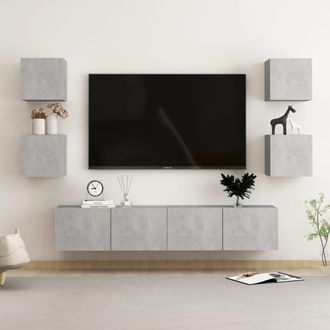 vidaXL Vidaxl - Set De Muebles De Sal&oacute;n 6 Pzas Madera Ingenier&iacute;a Gris Hormig&oacute;n