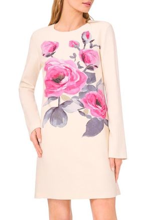 Ted Baker Leona Floral Print Long Sleeve Dress in Vanilla Ice at Nordstrom, Size Medium