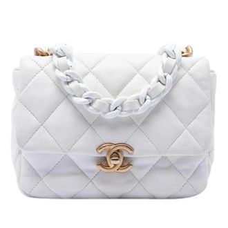 Chanel Pre-owned Vintage Flap Crossbody Bag - Dames - Pre-owned - Wit - Maat: ONE Size Leer