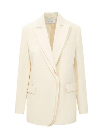 Sportmax Off White Solid Notched Lapel Blazer